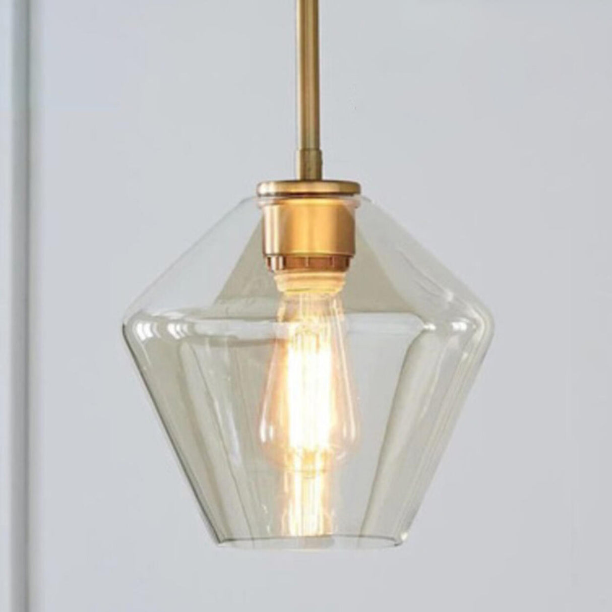 Modern Gold Frame Geometric Clear Glass Pendant Lights Image - 3