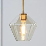 Modern Gold Frame Geometric Clear Glass Pendant Lights Image - 3