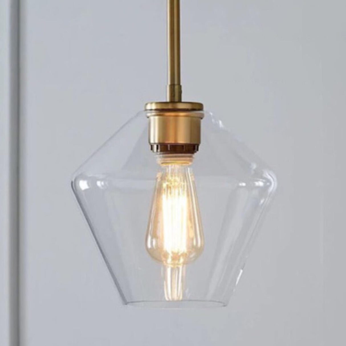 Modern Gold Frame Geometric Clear Glass Pendant Lights Image - 5