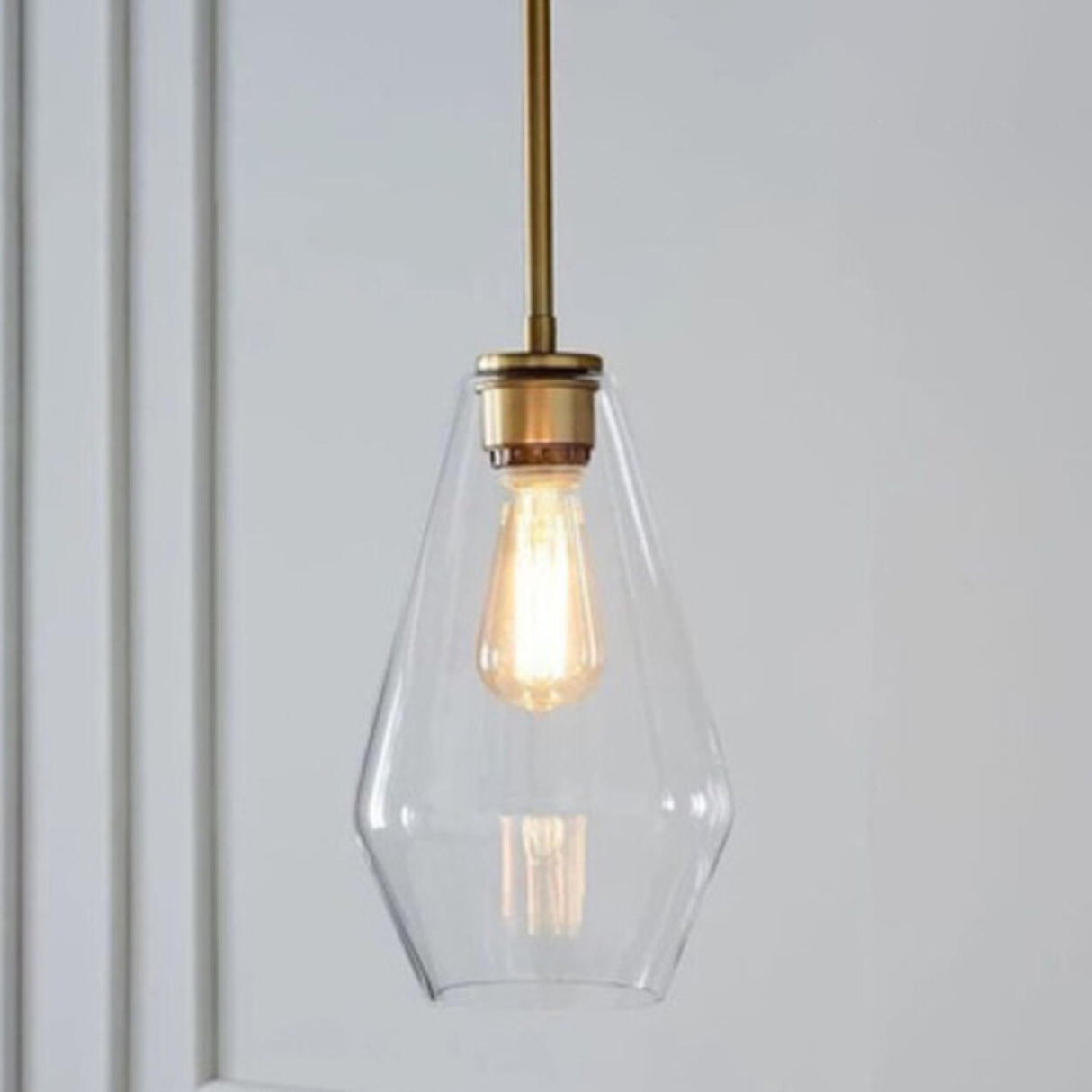 Modern Gold Frame Geometric Clear Glass Pendant Lights Image - 7