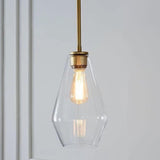 Modern Gold Frame Geometric Clear Glass Pendant Lights Image - 7