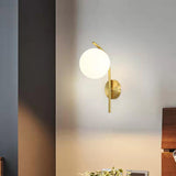 Modern Gold Frosted Glass Globe Metal Wall Sconce Image - 1