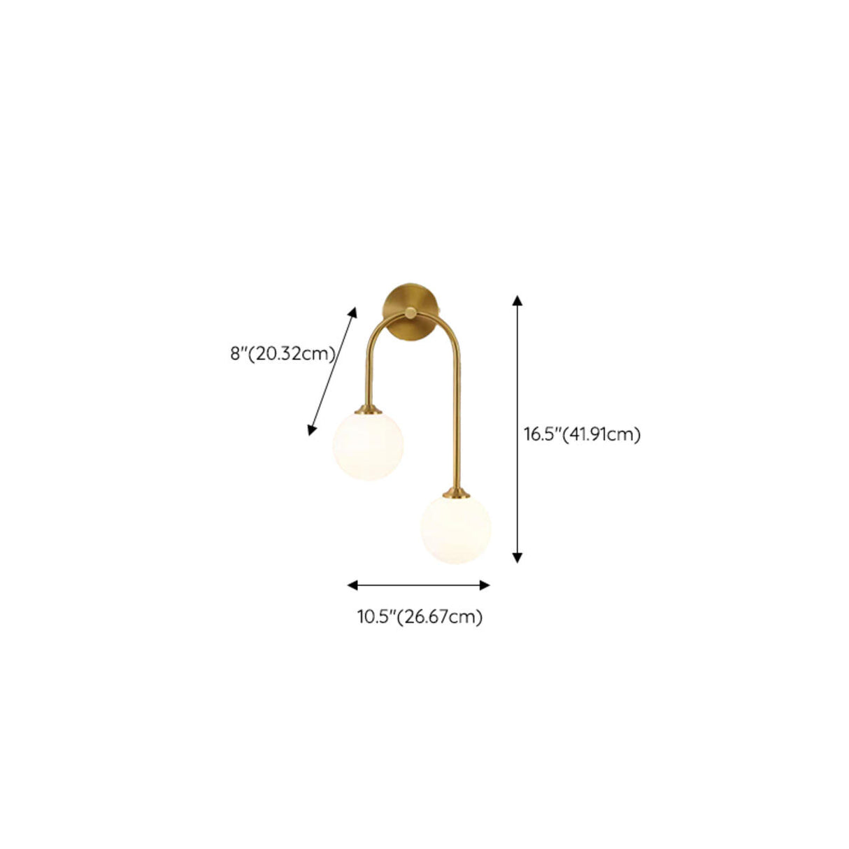 Modern Gold Frosted Glass Globe Metal Wall Sconce 