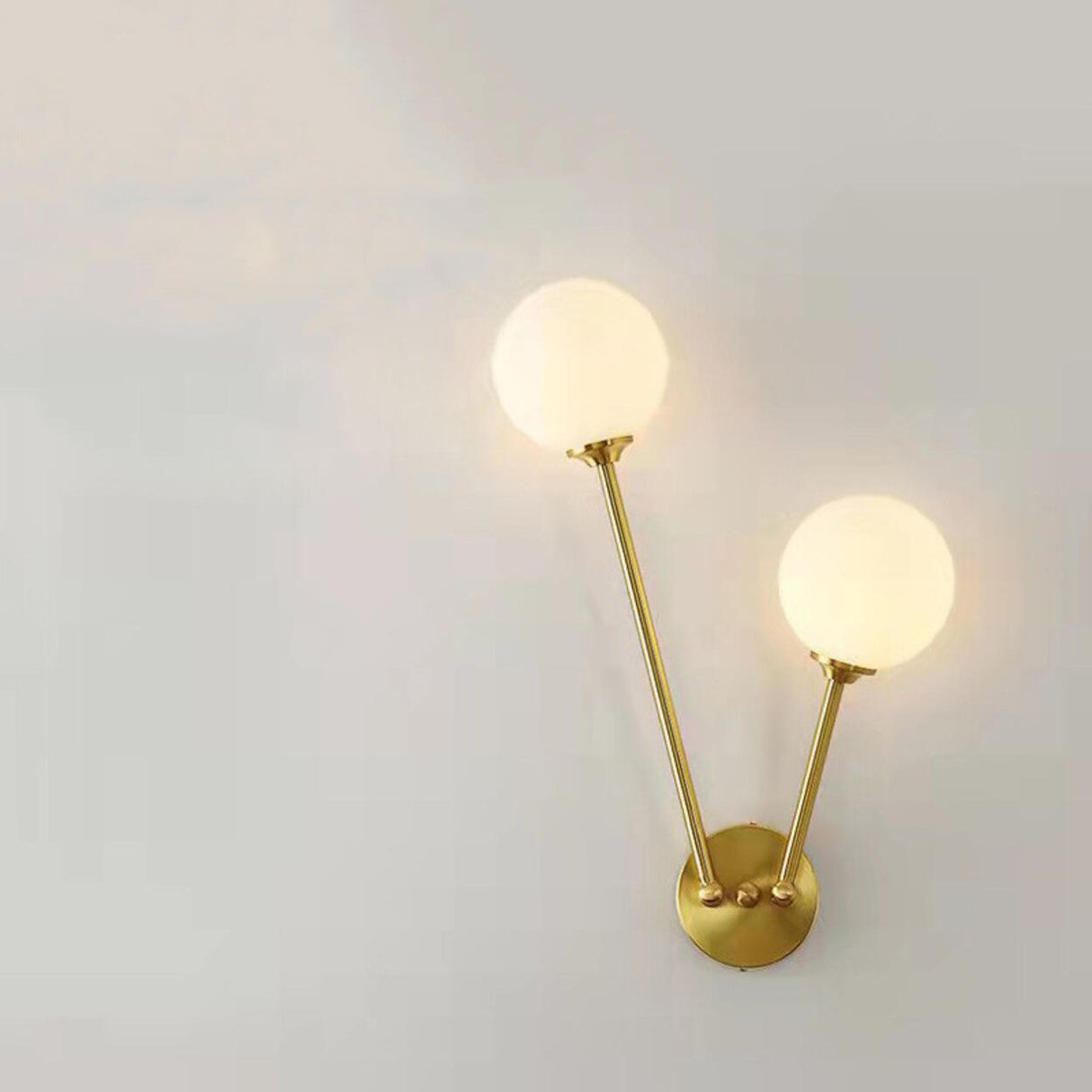 Modern Gold Frosted Glass Globe Metal Wall Sconce Image - 2