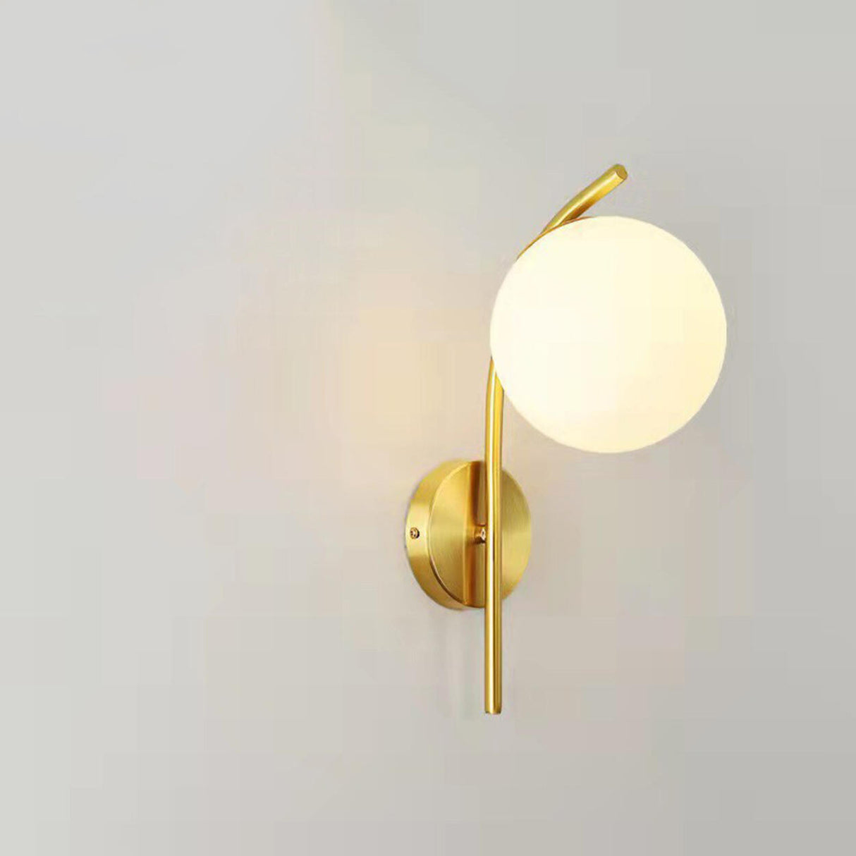 Modern Gold Frosted Glass Globe Metal Wall Sconce Image - 3