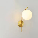 Modern Gold Frosted Glass Globe Metal Wall Sconce Image - 3