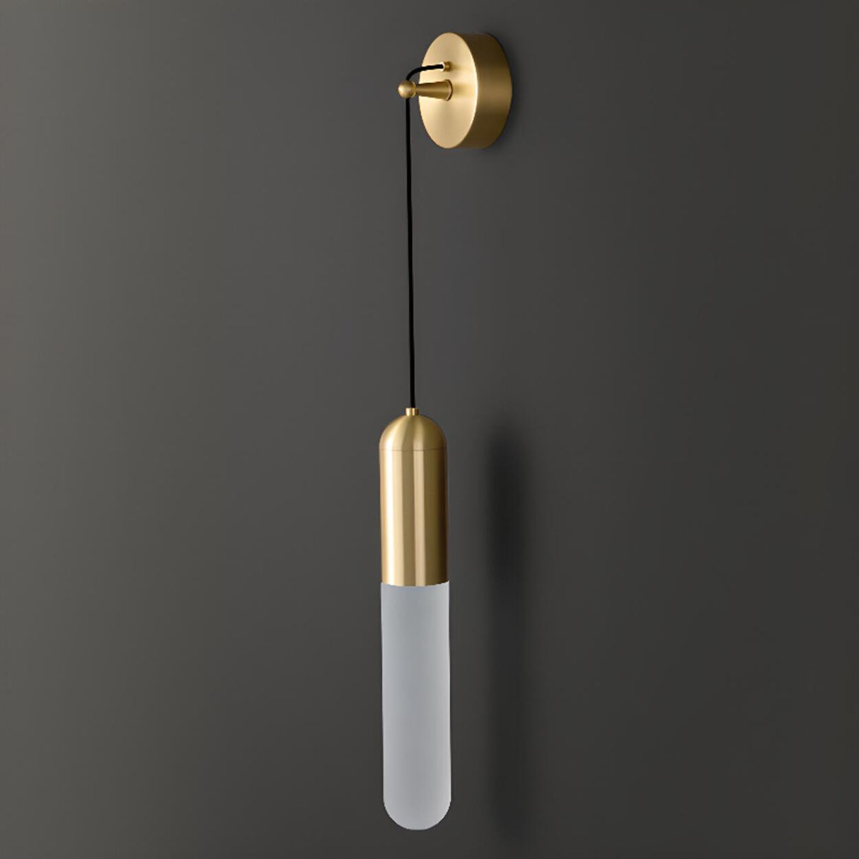 Modern Gold Frosted Glass Tube Pendant Wall Sconce Image - 10