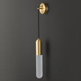 Modern Gold Frosted Glass Tube Pendant Wall Sconce Image - 10