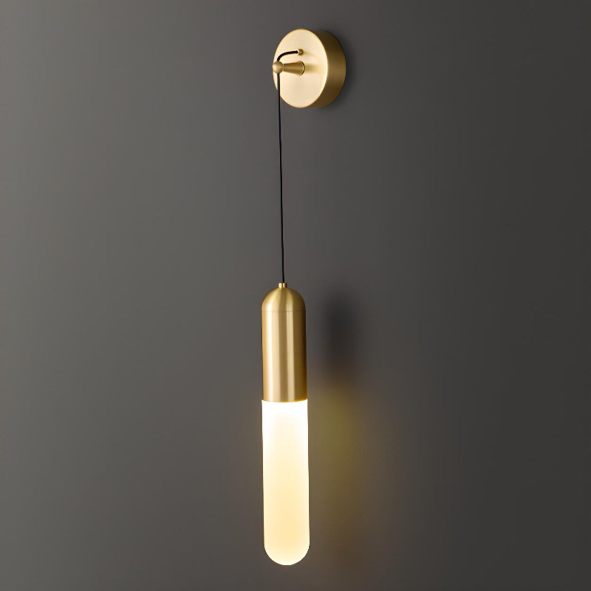 Modern Gold Frosted Glass Tube Pendant Wall Sconce Image - 12