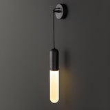 Modern Gold Frosted Glass Tube Pendant Wall Sconce Image - 13