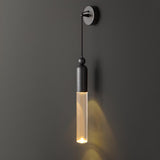 Modern Gold Frosted Glass Tube Pendant Wall Sconce Image - 14