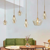 Modern Gold Geometric Glass Dining Room Pendant Light Image - 3