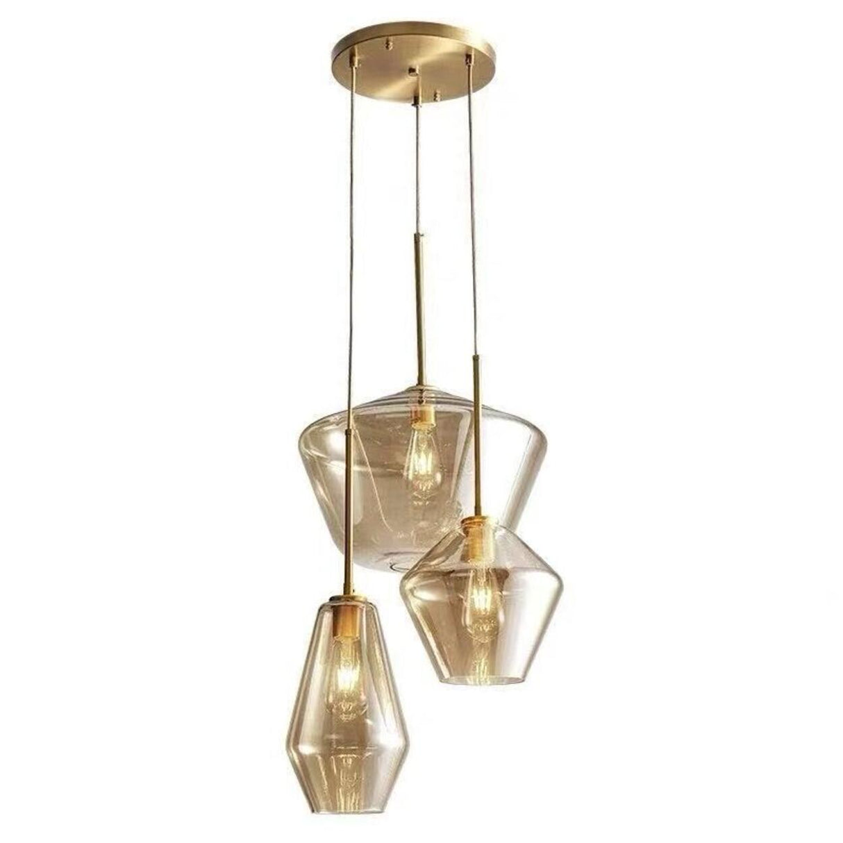 Modern Gold Geometric Glass Dining Room Pendant Light Image - 5