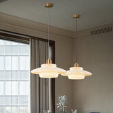 Modern Gold Geometric White Glass Pendant Light Image - 1