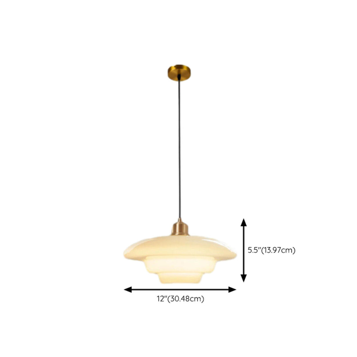 Modern Gold Geometric White Glass Pendant Light 