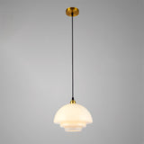 Modern Gold Geometric White Glass Pendant Light Image - 2