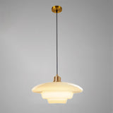 Modern Gold Geometric White Glass Pendant Light Image - 3