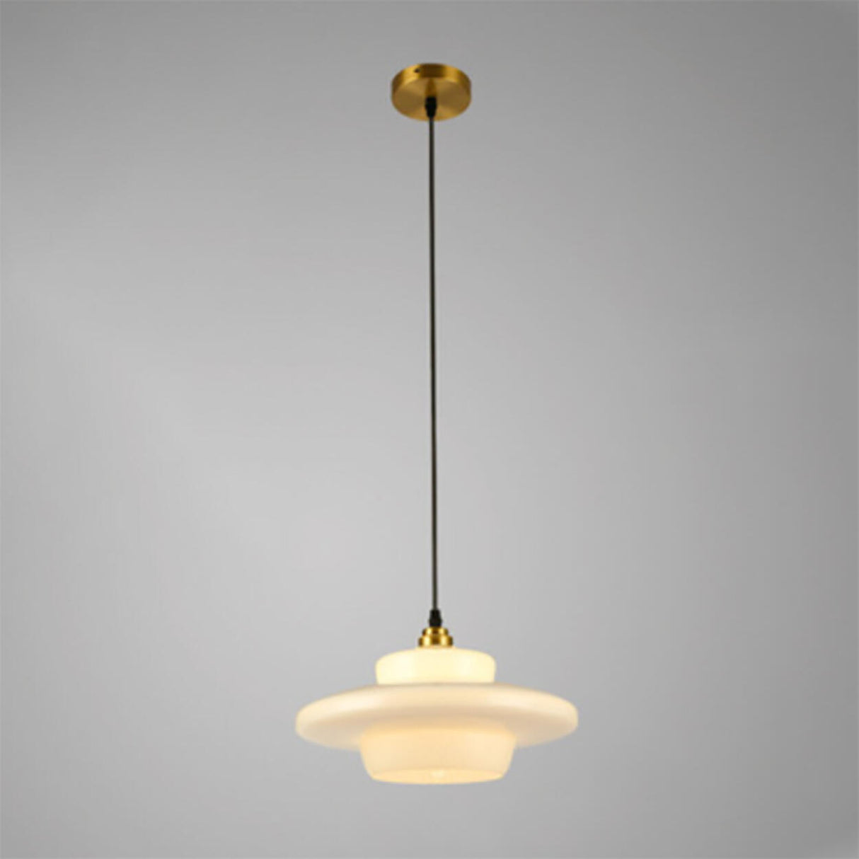 Modern Gold Geometric White Glass Pendant Light Image - 5