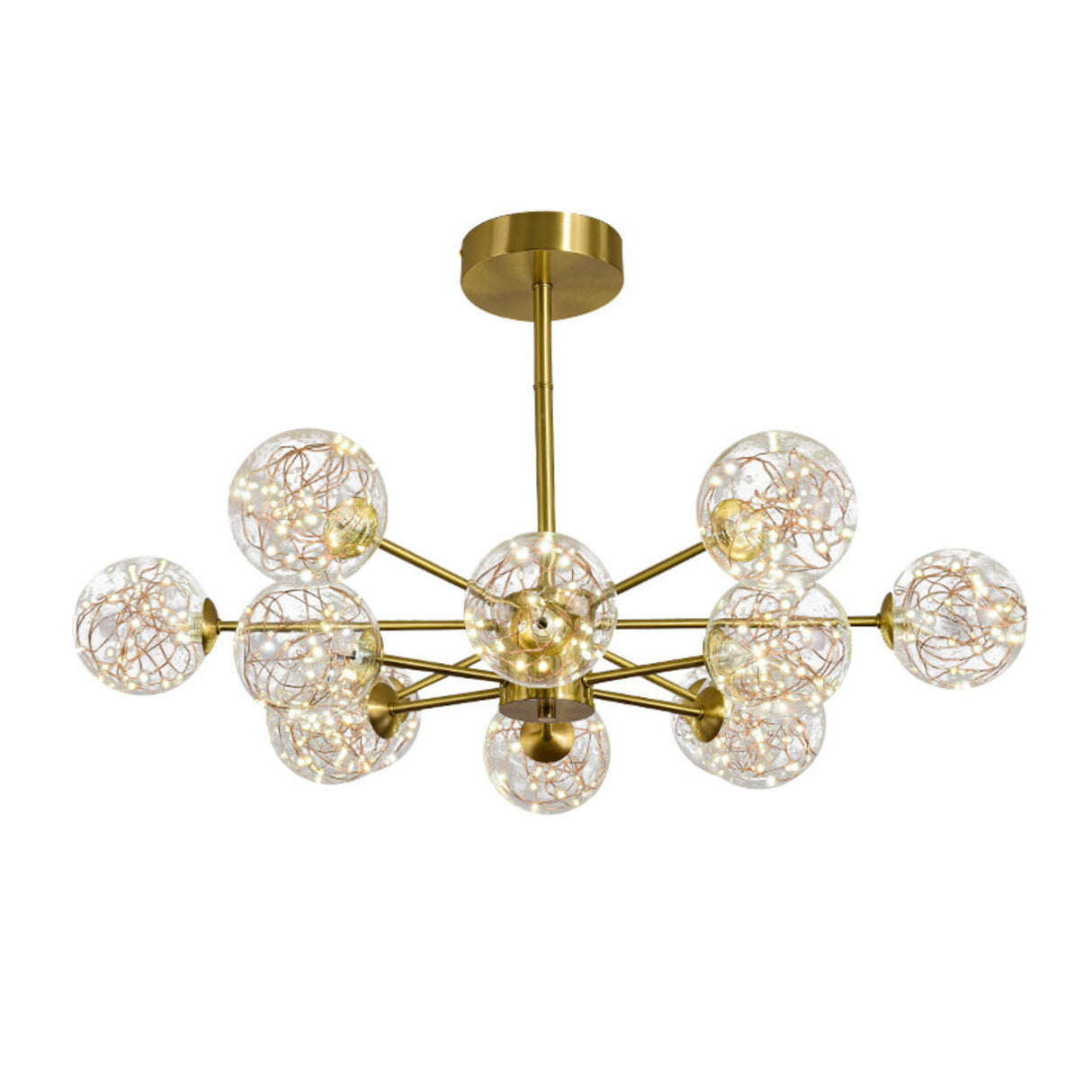 Modern Gold Globe Clear Glass Bubble Branch Chandelier Image - 10