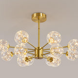 Modern Gold Globe Clear Glass Bubble Branch Chandelier Image - 12