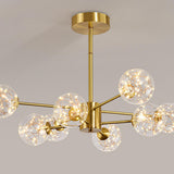 Modern Gold Globe Clear Glass Bubble Branch Chandelier Image - 13