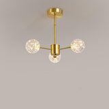 Modern Gold Globe Clear Glass Bubble Branch Chandelier Image - 2