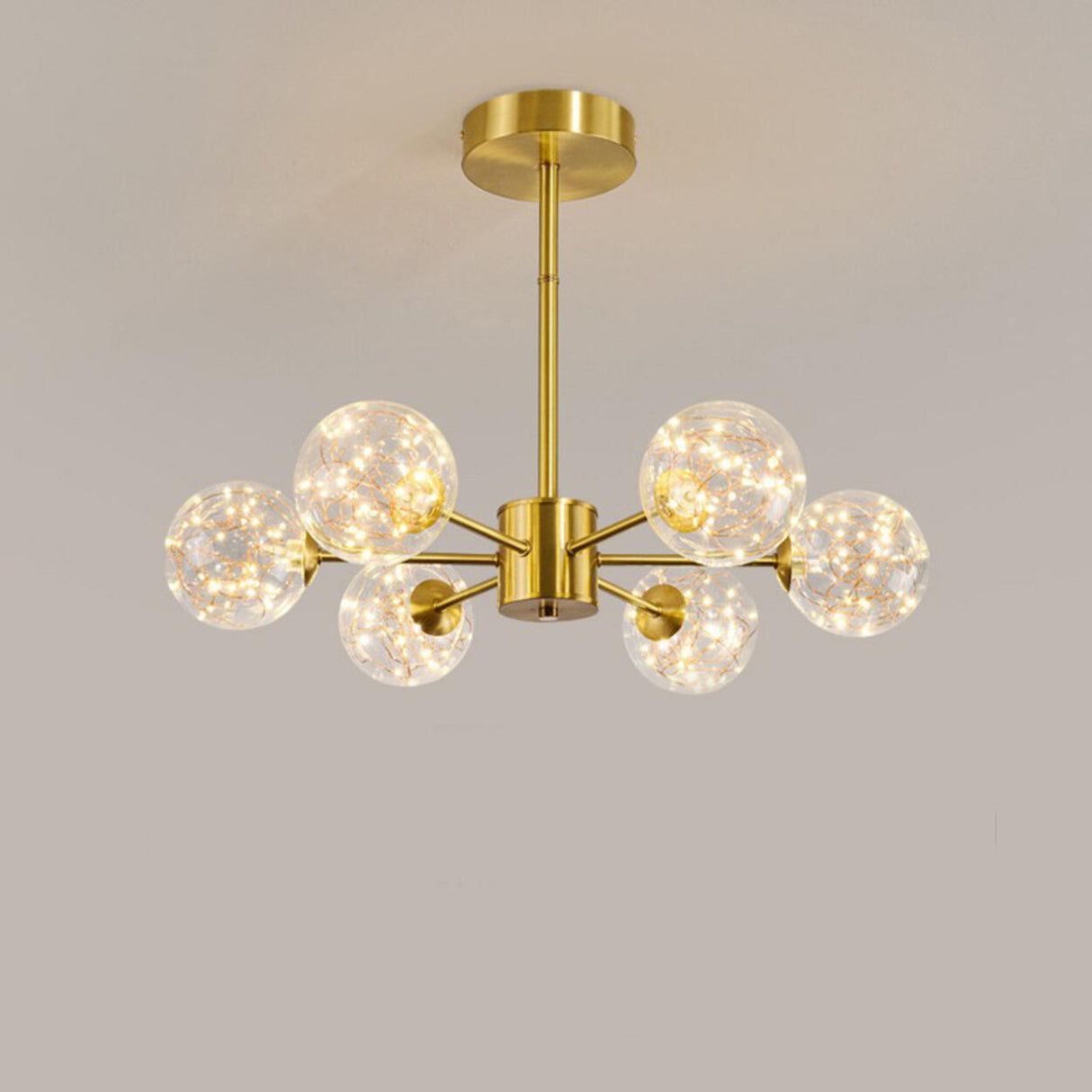 Modern Gold Globe Clear Glass Bubble Branch Chandelier Image - 3