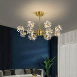 Modern Gold Globe Clear Glass Bubble Branch Chandelier Image - 4