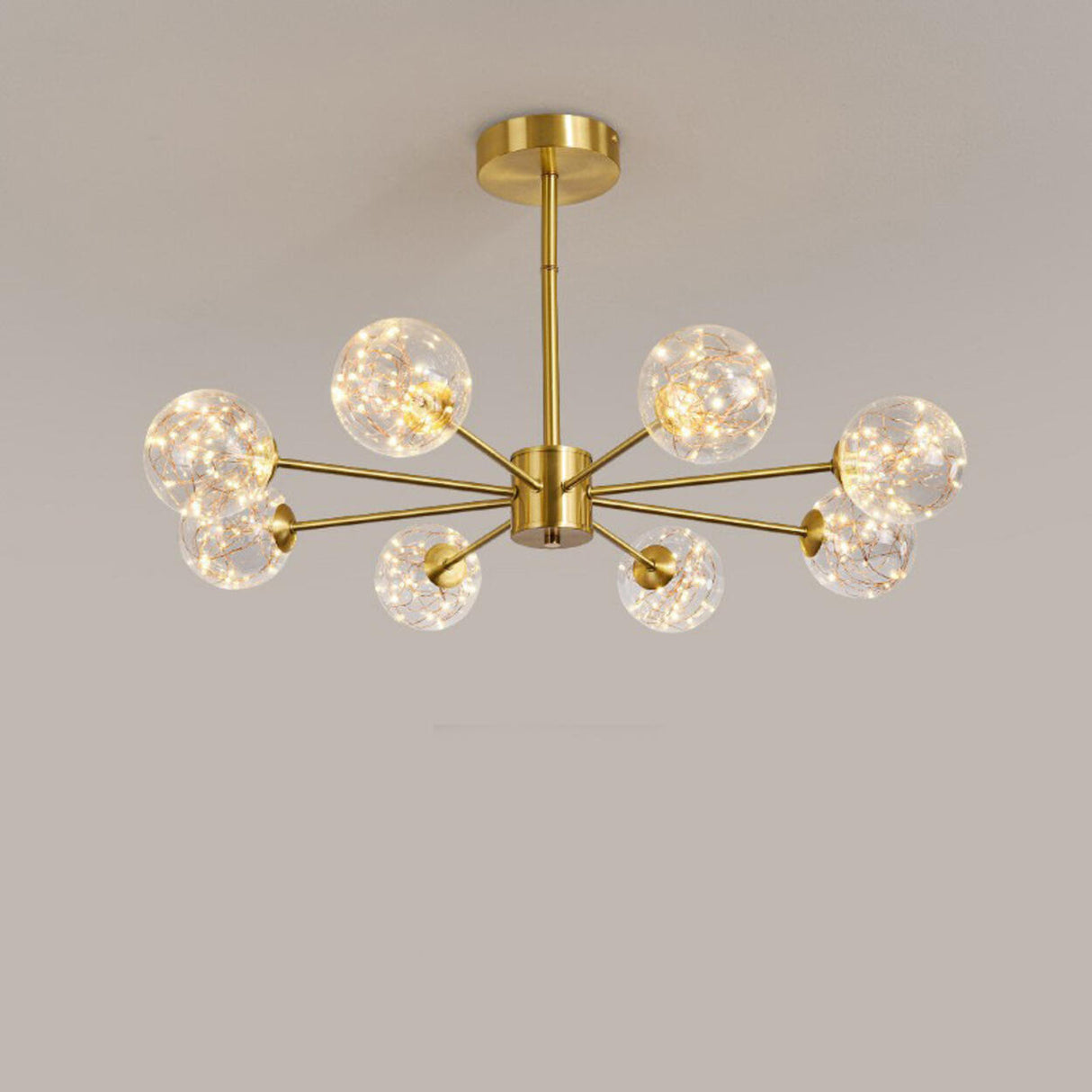 Modern Gold Globe Clear Glass Bubble Branch Chandelier Image - 5