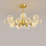 Modern Gold Globe Clear Glass Bubble Branch Chandelier Image - 7