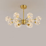 Modern Gold Globe Clear Glass Bubble Branch Chandelier Image - 9