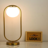 Modern Gold Globe Shade Oval Metal Frame Table Lamp Image - 10