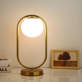 Modern Gold Globe Shade Oval Metal Frame Table Lamp Image - 11