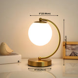 Modern Gold Globe Shade Oval Metal Frame Table Lamp Image - 13