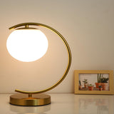 Modern Gold Globe Shade Oval Metal Frame Table Lamp Image - 4