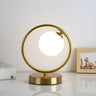 Modern Gold Globe Shade Oval Metal Frame Table Lamp Image - 7