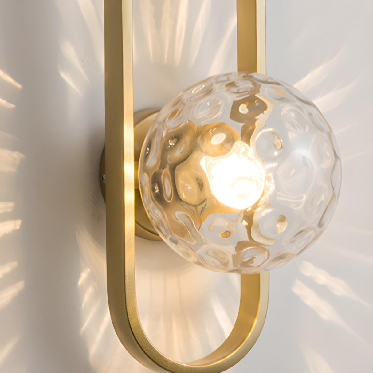 Modern Gold Globe Textured Glass Wall Sconce Image - 12