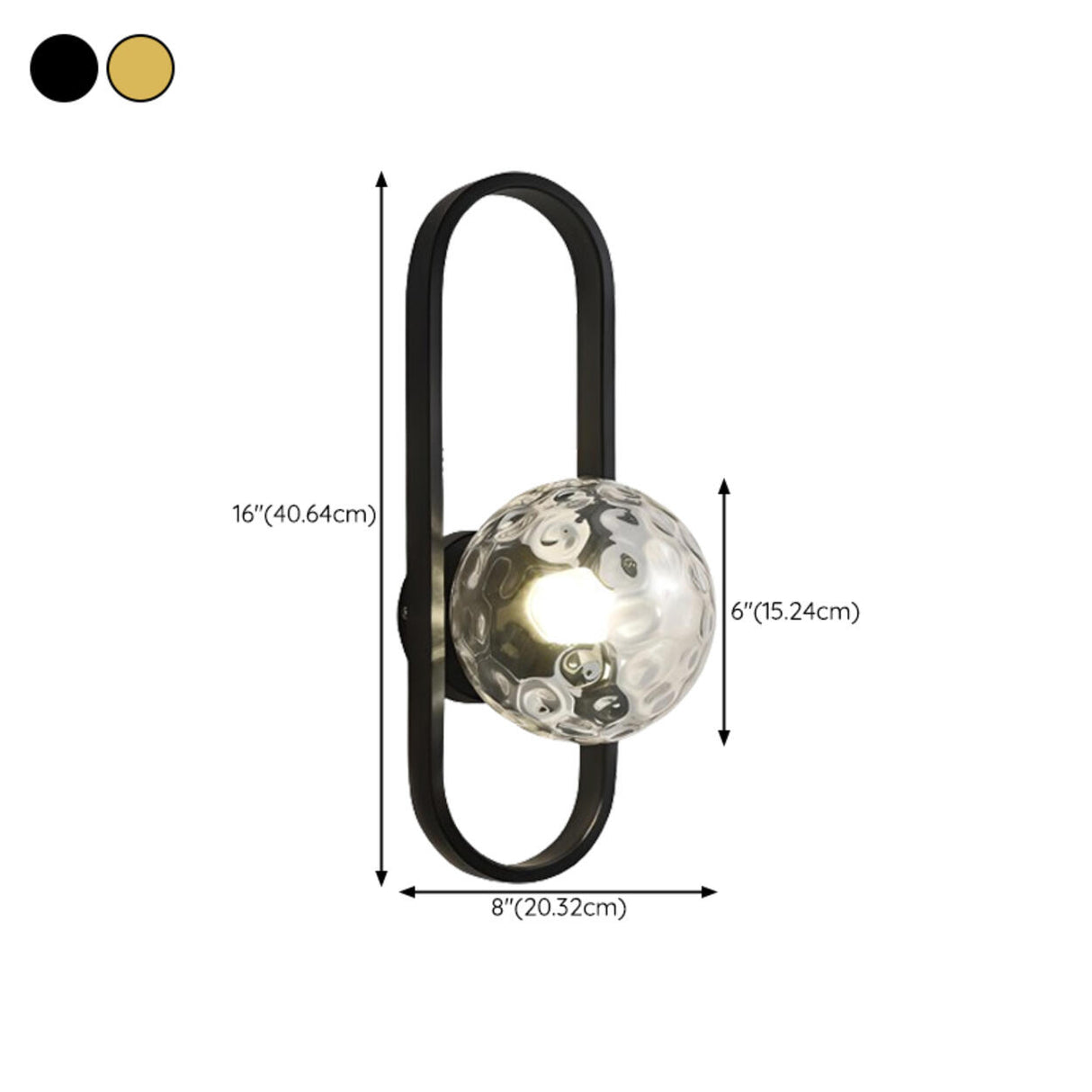 Modern Gold Globe Textured Glass Wall Sconce 