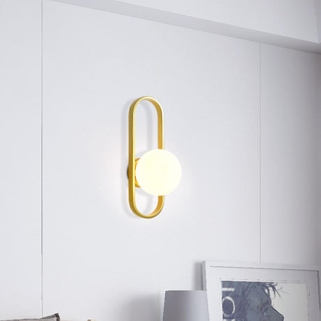 Modern Gold Globe Textured Glass Wall Sconce Image - 2