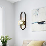 Modern Gold Globe Textured Glass Wall Sconce Image - 3