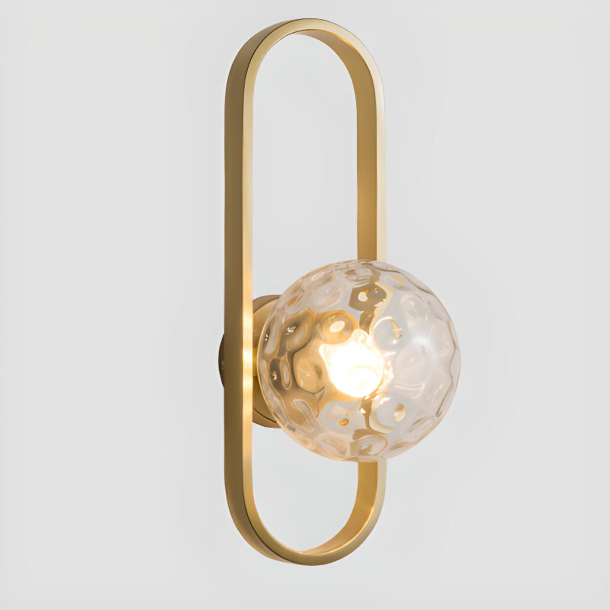 Modern Gold Globe Textured Glass Wall Sconce Image - 6