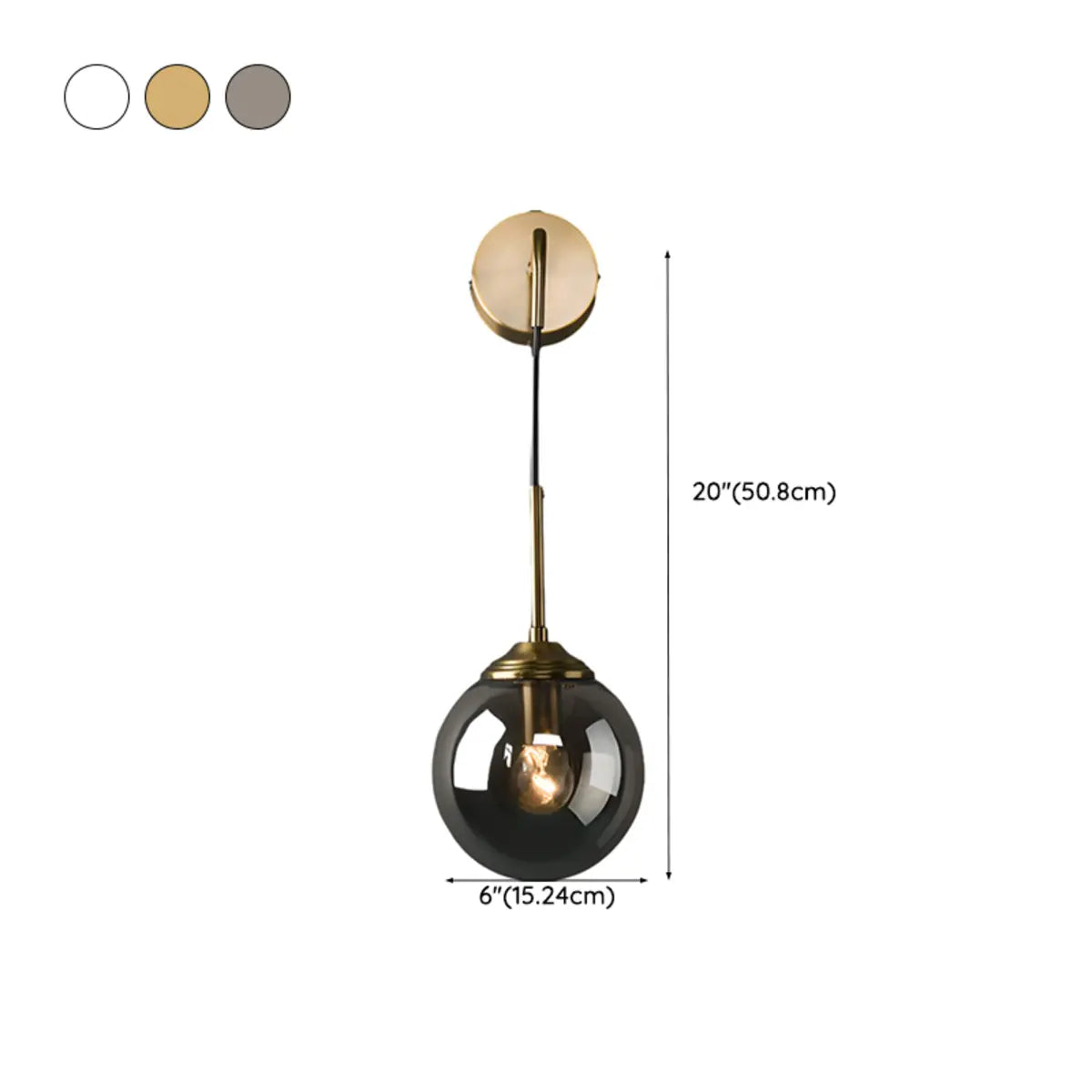 Modern Gold Globe Transparent Glass Vanity Light 