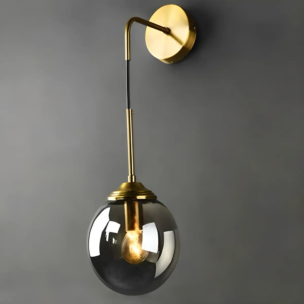 Modern Gold Globe Transparent Glass Vanity Light Image - 8