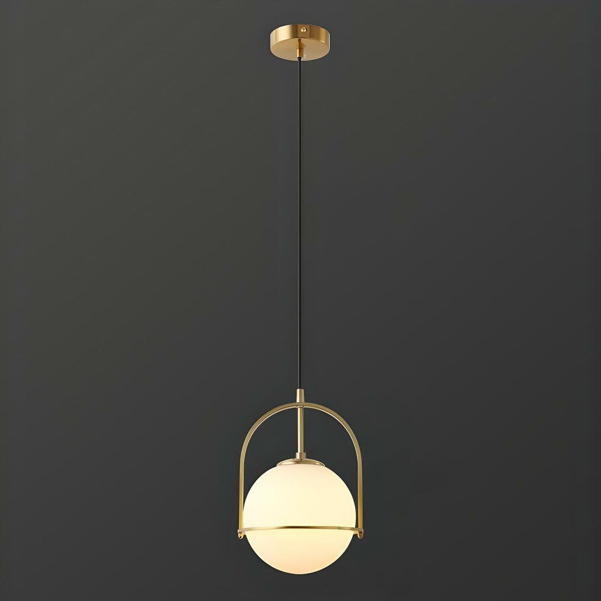 Modern Gold Globe White Glass Living Room Pendant Light Image - 10