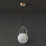 Modern Gold Globe White Glass Living Room Pendant Light Image - 11