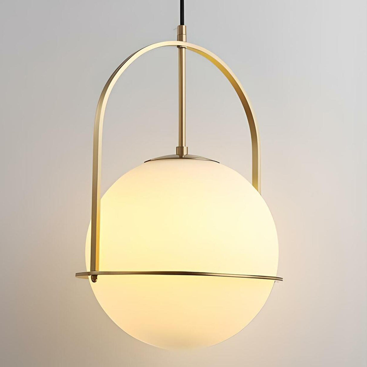 Modern Gold Globe White Glass Living Room Pendant Light Image - 12