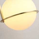 Modern Gold Globe White Glass Living Room Pendant Light Image - 14