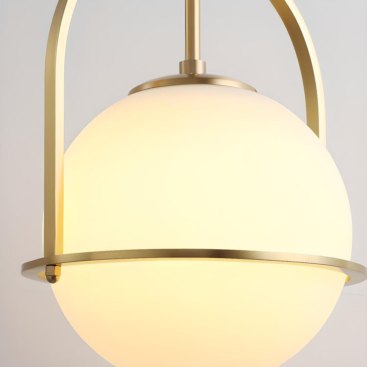 Modern Gold Globe White Glass Living Room Pendant Light Image - 15