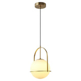 Modern Gold Globe White Glass Living Room Pendant Light Image - 7