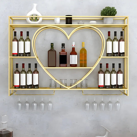 Modern Gold Heart Floating Wall Mounted Wine Rack Image - 1